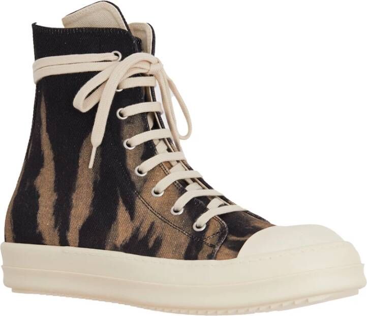 Rick Owens Denim High Top Sneaker Brown Dames