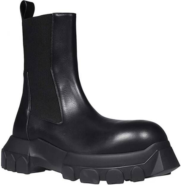 Rick Owens Elastische Inzet Leren Enkellaarzen Black Heren