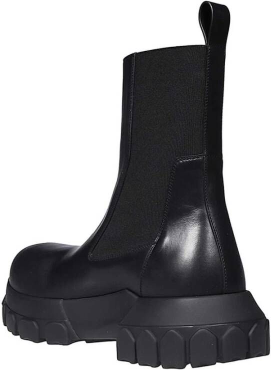 Rick Owens Elastische Inzet Leren Enkellaarzen Black Heren