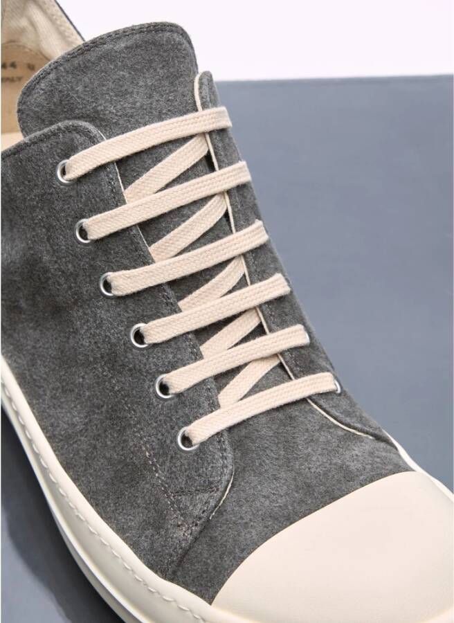 Rick Owens Geborsteld Weefsel Lage Sneakers Gray Heren