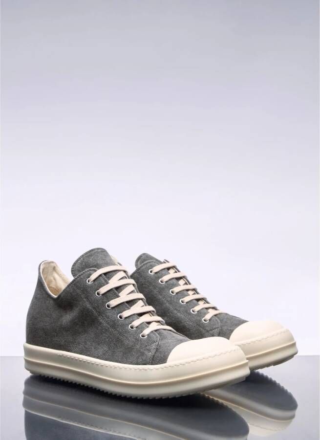 Rick Owens Geborsteld Weefsel Lage Sneakers Gray Heren