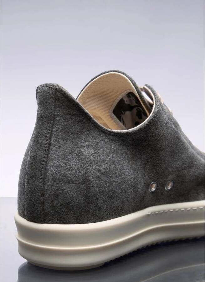 Rick Owens Geborsteld Weefsel Lage Sneakers Gray Heren