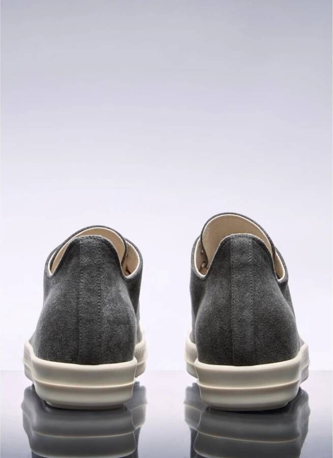 Rick Owens Geborsteld Weefsel Lage Sneakers Gray Heren