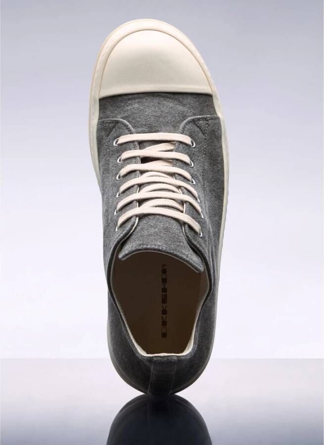 Rick Owens Geborsteld Weefsel Lage Sneakers Gray Heren