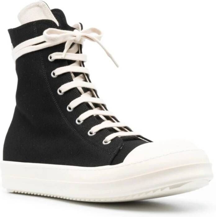 Rick Owens Geobasket Denim Sneakers Zwart Melk Black Heren