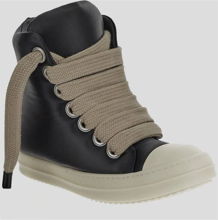 Rick Owens Gewatteerde Sneakers in Koeienleer Black Dames