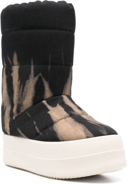 Rick Owens Gewatteerde Zwarte Mid-Calf Flatform Schoenen Black Heren