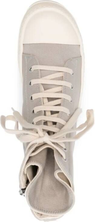 Rick Owens Grijze Sneakers Haaien Tand Zool Rits Veters Gray Dames