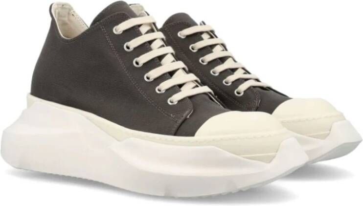 Rick Owens Grijze Sneakers Leer Veters Rubber Zool Gray Heren