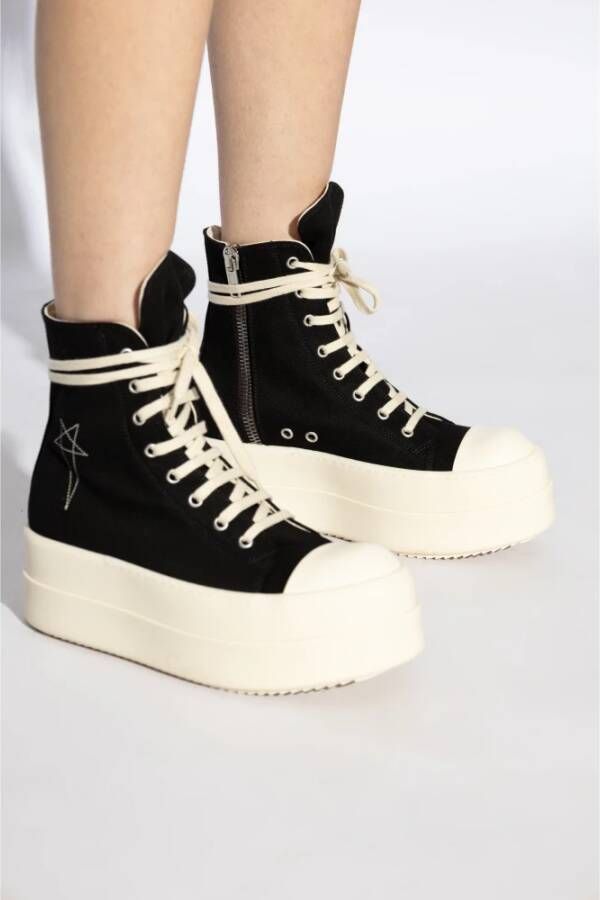 Rick Owens Hoge sneakers Dubbele Bumper Black Dames