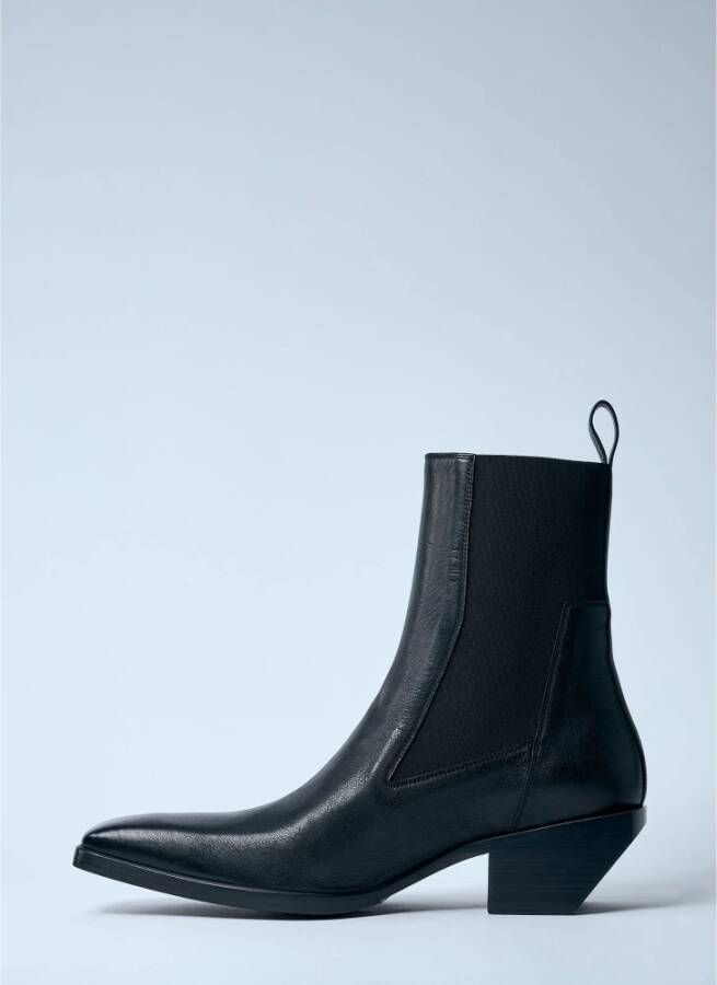 Rick Owens Italiaanse Leren Vierkante Neus Laarzen Black Heren