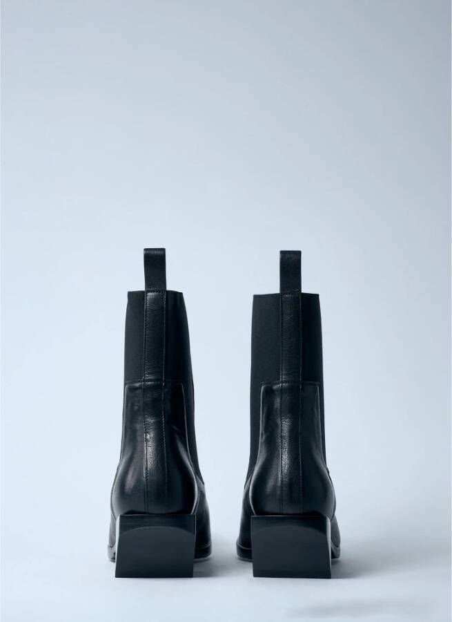 Rick Owens Italiaanse Leren Vierkante Neus Laarzen Black Heren