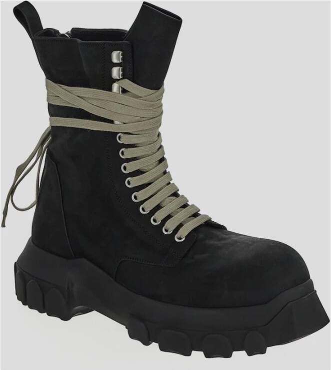 Rick Owens Leren Army Tractor Boot Black Heren