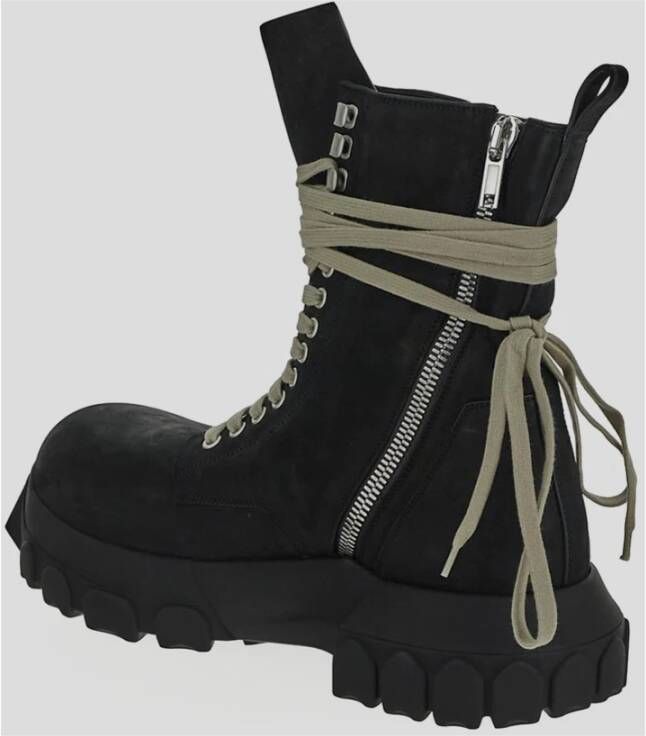 Rick Owens Leren Army Tractor Boot Black Heren