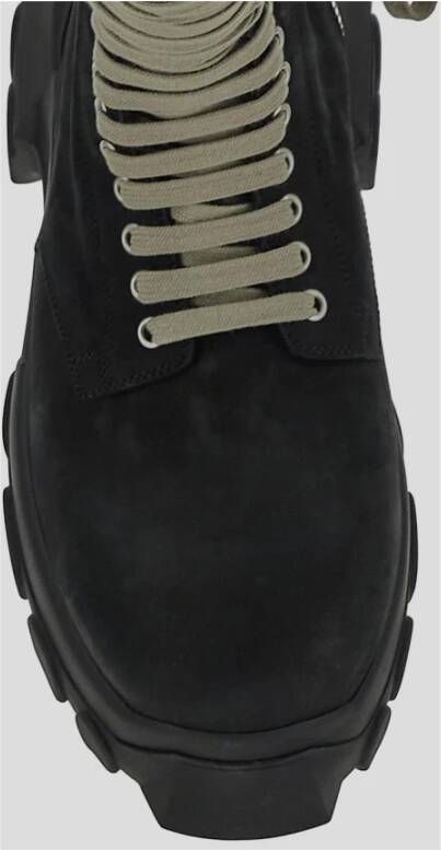 Rick Owens Leren Army Tractor Boot Black Heren