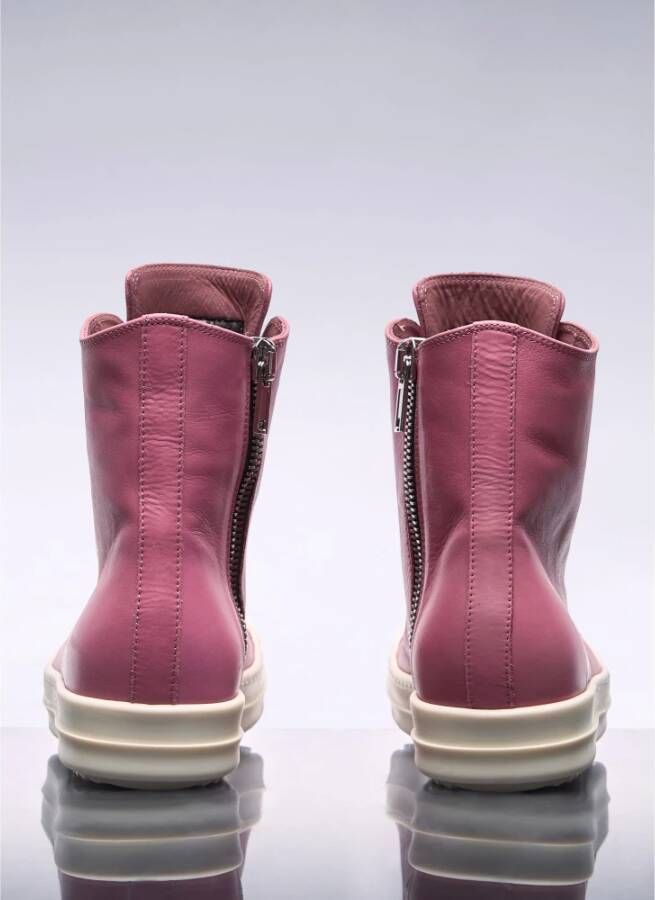 Rick Owens Leren High-Top Sneakers met Kantversiering Pink Dames