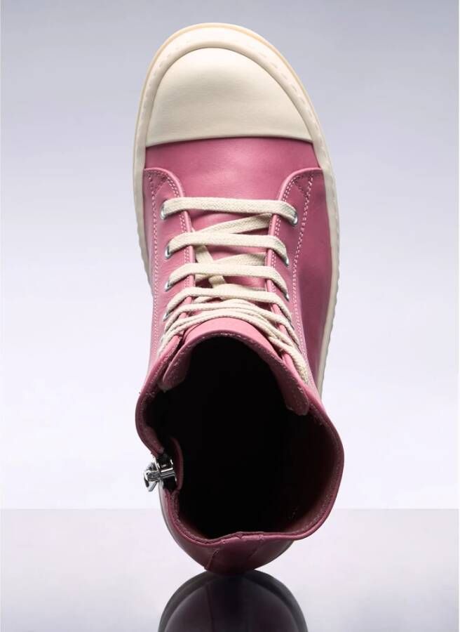 Rick Owens Leren High-Top Sneakers met Kantversiering Pink Dames