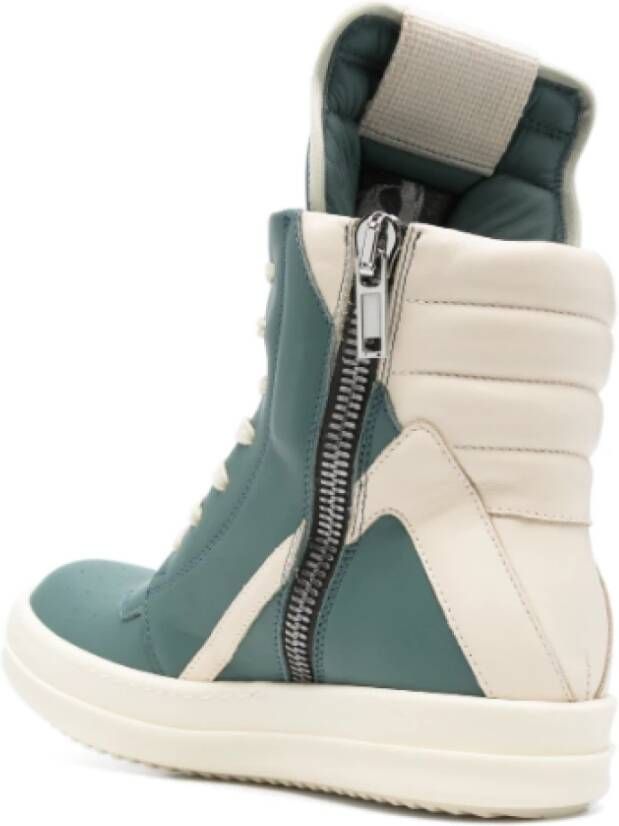 Rick Owens Leren Hoge Sneakers Mondwater Blue Dames