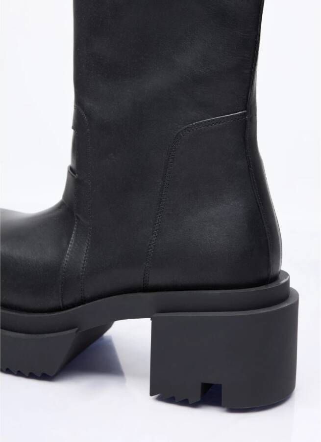 Rick Owens Leren Kniehoge Instaplaarzen Black Dames