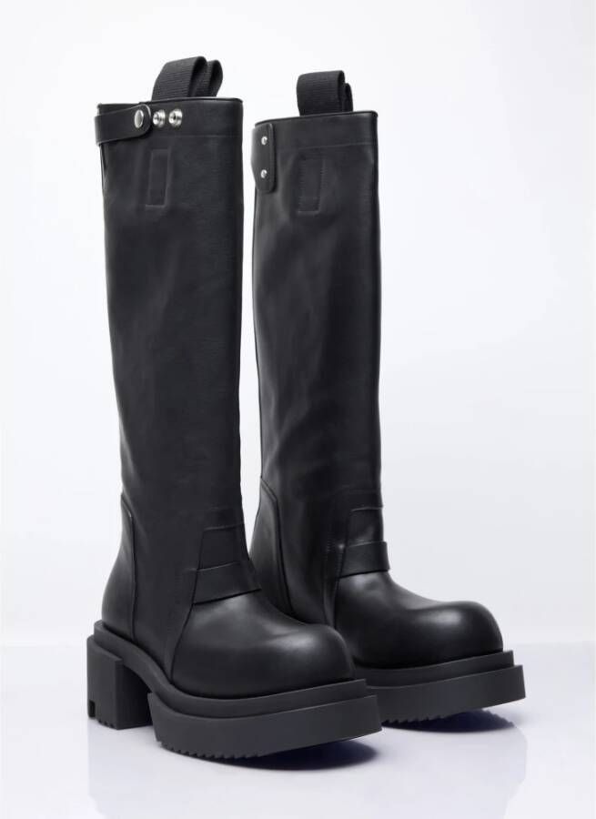 Rick Owens Leren Kniehoge Instaplaarzen Black Dames