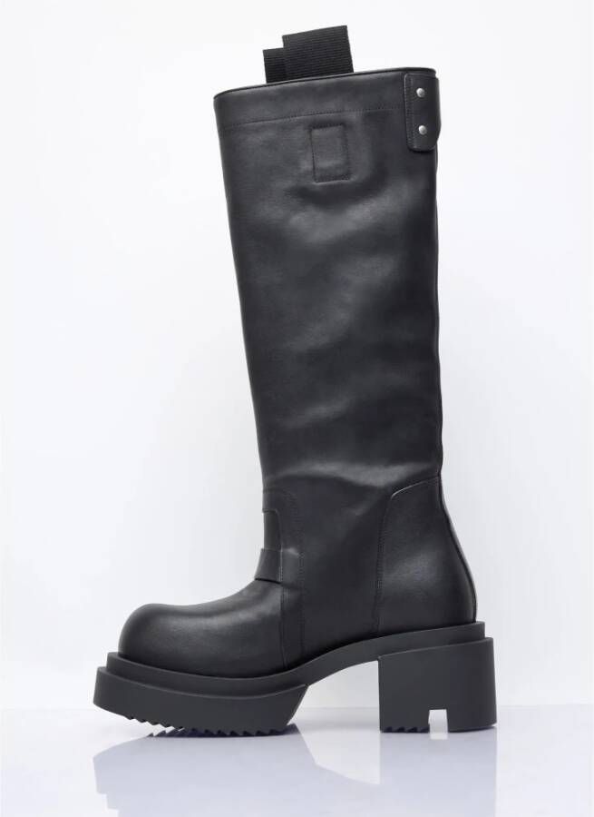 Rick Owens Leren Kniehoge Instaplaarzen Black Dames