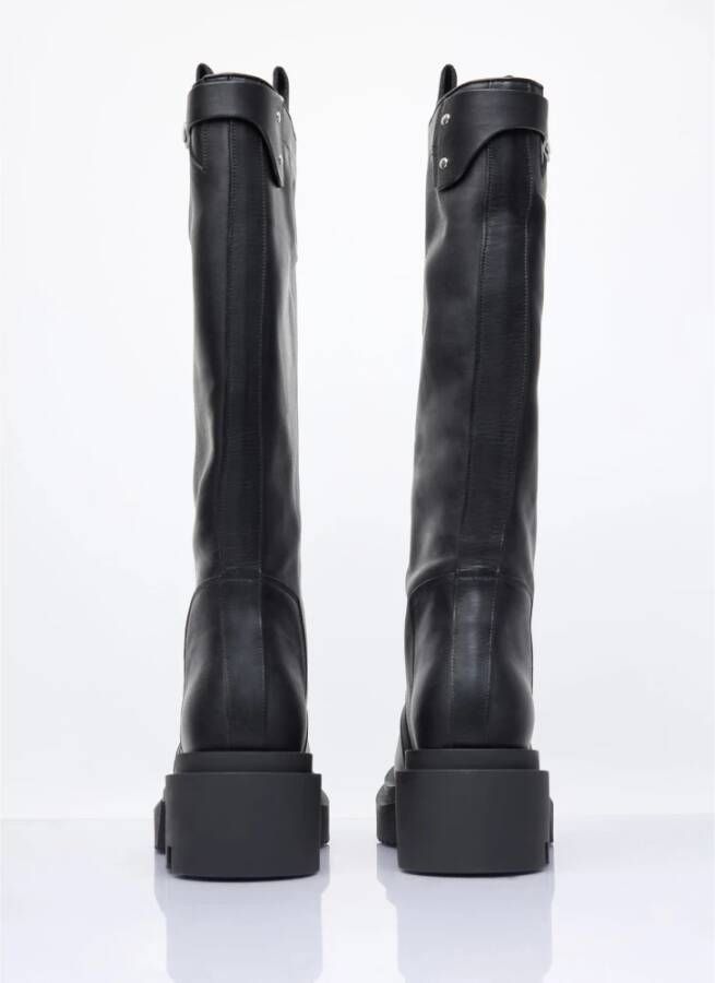 Rick Owens Leren Kniehoge Instaplaarzen Black Dames