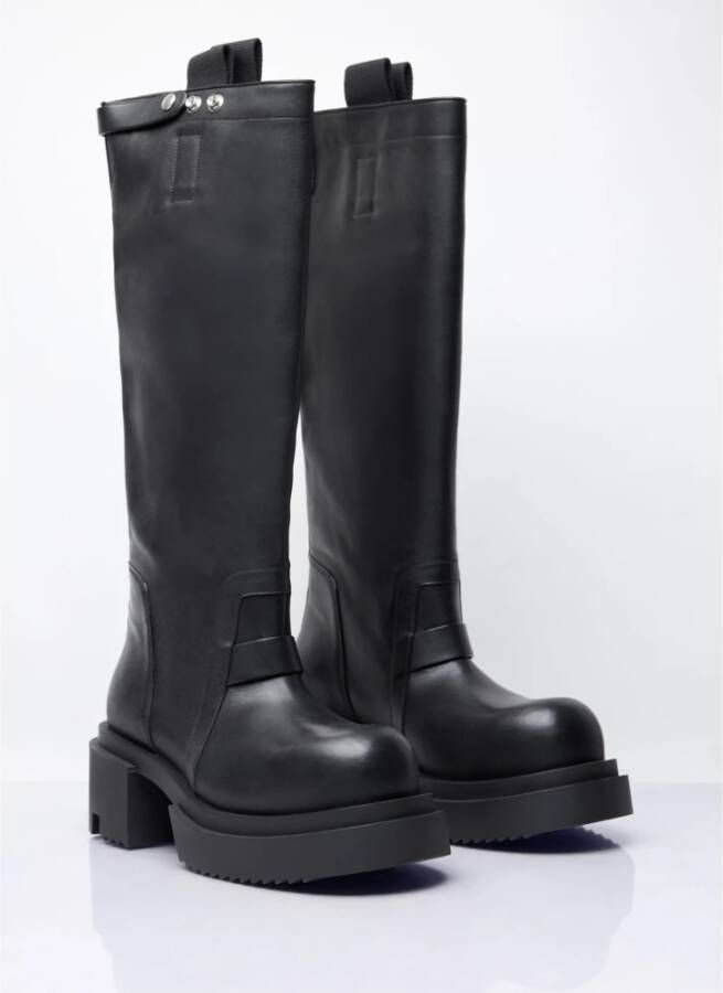 Rick Owens Leren Kniehoge Instaplaarzen Black Heren