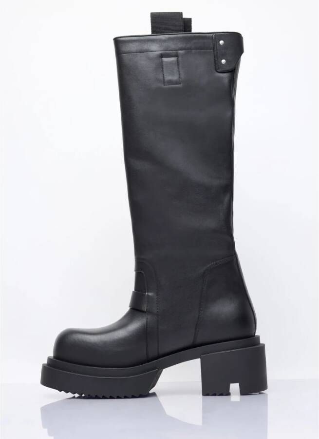 Rick Owens Leren Kniehoge Instaplaarzen Black Heren