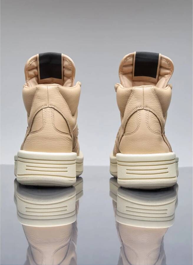 Rick Owens Leren Sneakers met Verlengde Tong Beige Dames