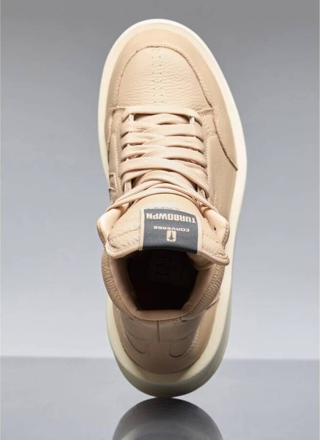 Rick Owens Leren Sneakers met Verlengde Tong Beige Dames