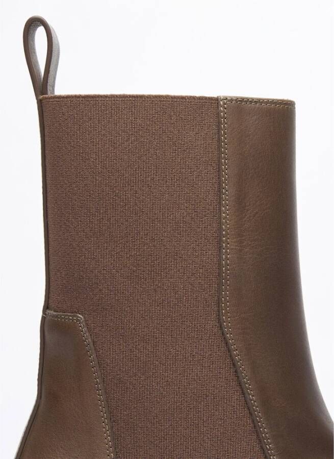 Rick Owens Leren Tractorlaarzen met Transparante Zool Brown Heren