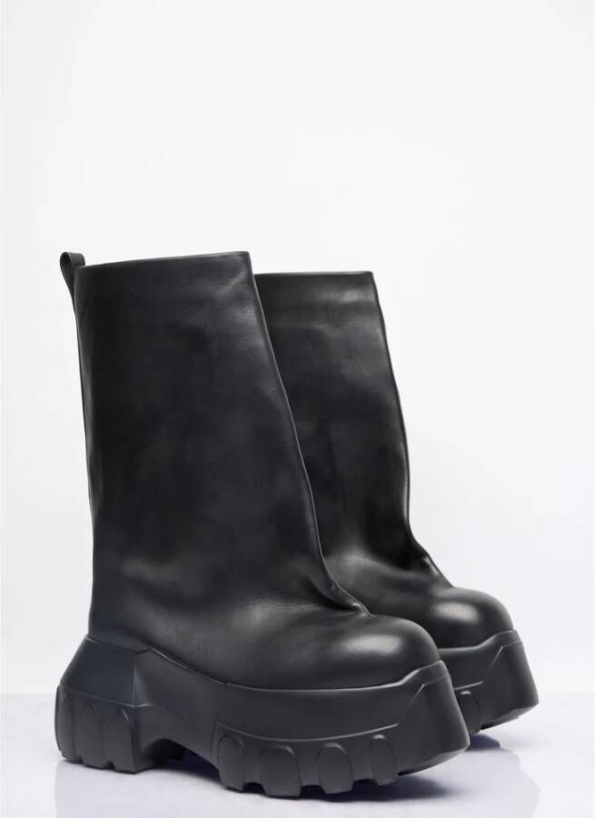 Rick Owens Oblique Mega Tractor Leren Laarzen Black Heren