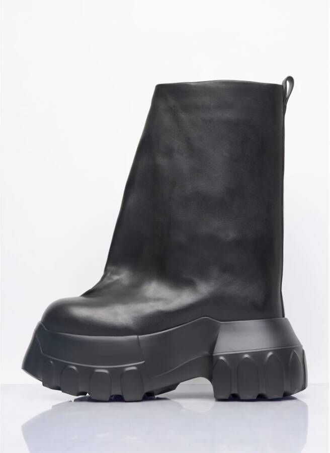 Rick Owens Oblique Mega Tractor Leren Laarzen Black Heren