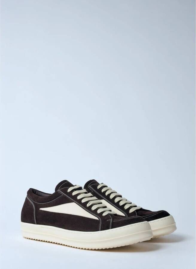 Rick Owens Retro Sneakers van Katoen met Suède Panelen Brown Heren