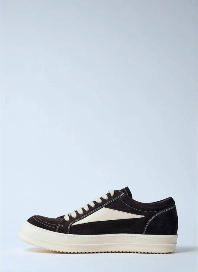 Rick Owens Retro Sneakers van Katoen met Suède Panelen Brown Heren