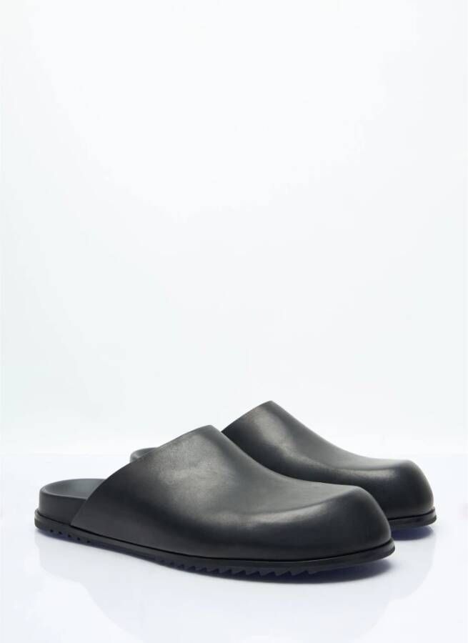 Rick Owens Ronde leren muilen Black Heren