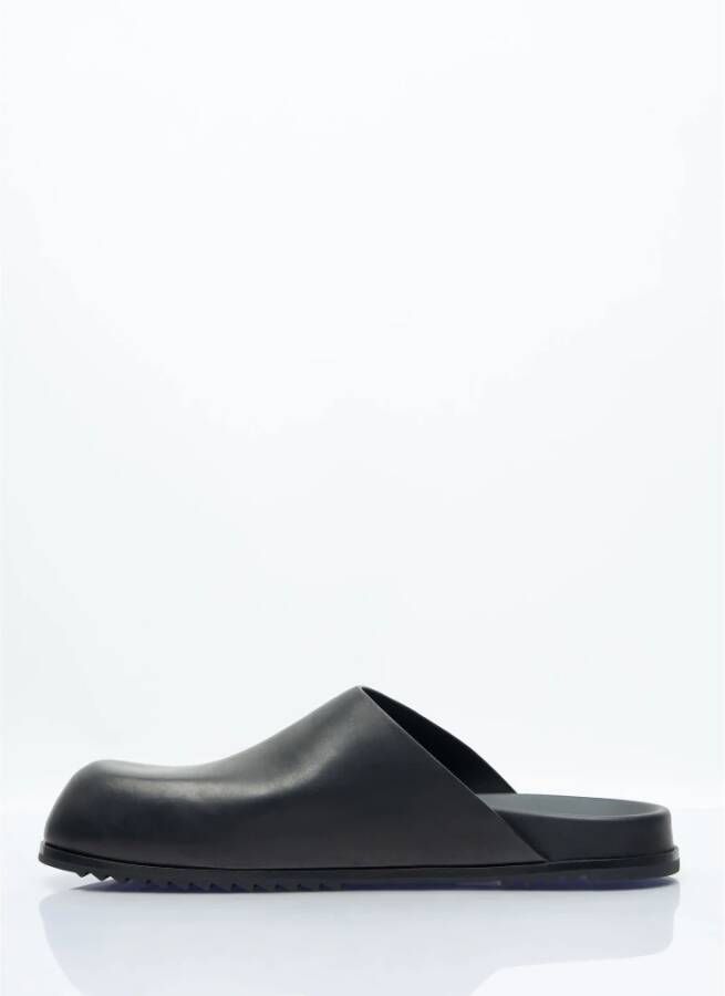 Rick Owens Ronde leren muilen Black Heren