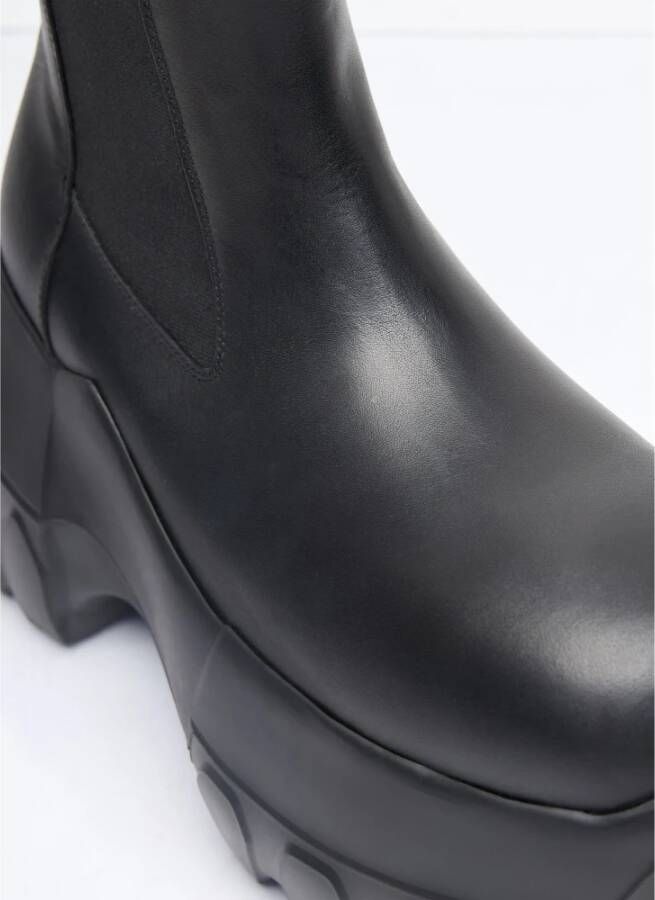 Rick Owens Stevige Leren Tractorlaarzen Black Dames