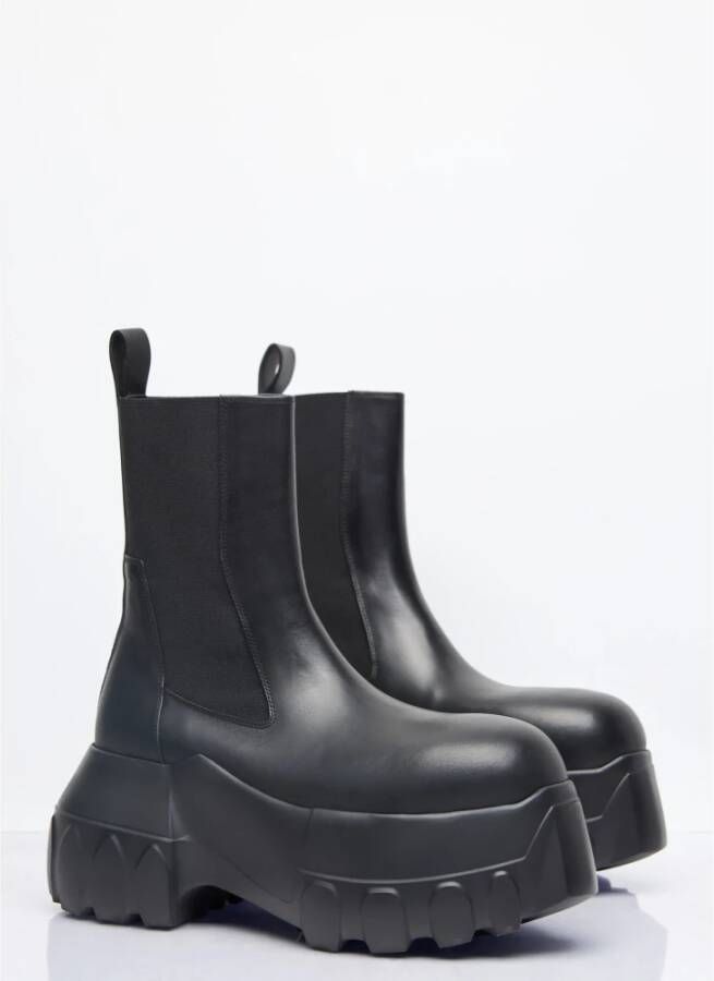 Rick Owens Stevige Leren Tractorlaarzen Black Dames