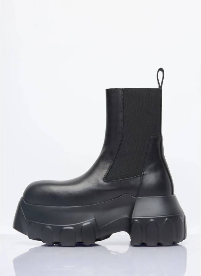 Rick Owens Stevige Leren Tractorlaarzen Black Dames