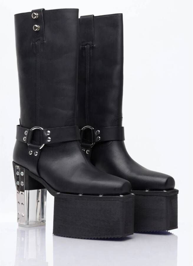 Rick Owens Transparante Hak Leren Laarzen Black Dames