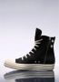 Rick Owens Twill High-Top Sneakers met Rits Black Heren - Thumbnail 4