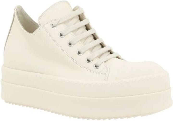 Rick Owens Vetersluiting Leren Platform Sneakers White Dames