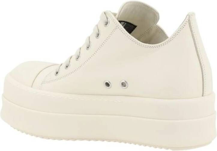 Rick Owens Vetersluiting Leren Platform Sneakers White Dames