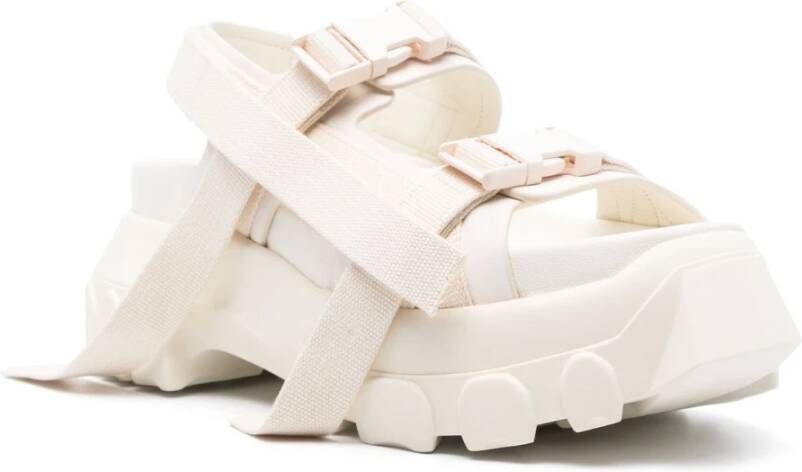 Rick Owens Witte Leren Casual Open Teen Sandalen White Dames