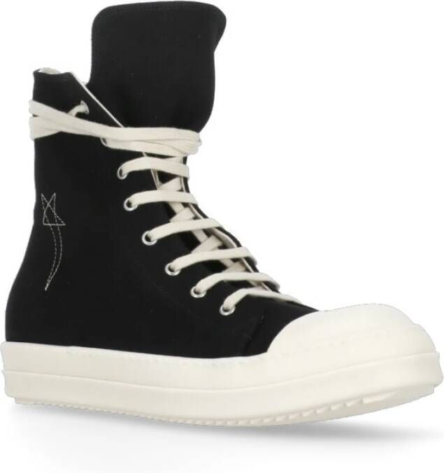 Rick Owens Zwarte hoge top sneakers katoen Black Heren