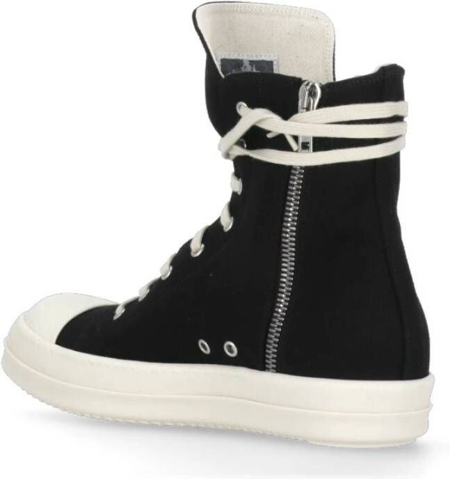 Rick Owens Zwarte hoge top sneakers katoen Black Heren