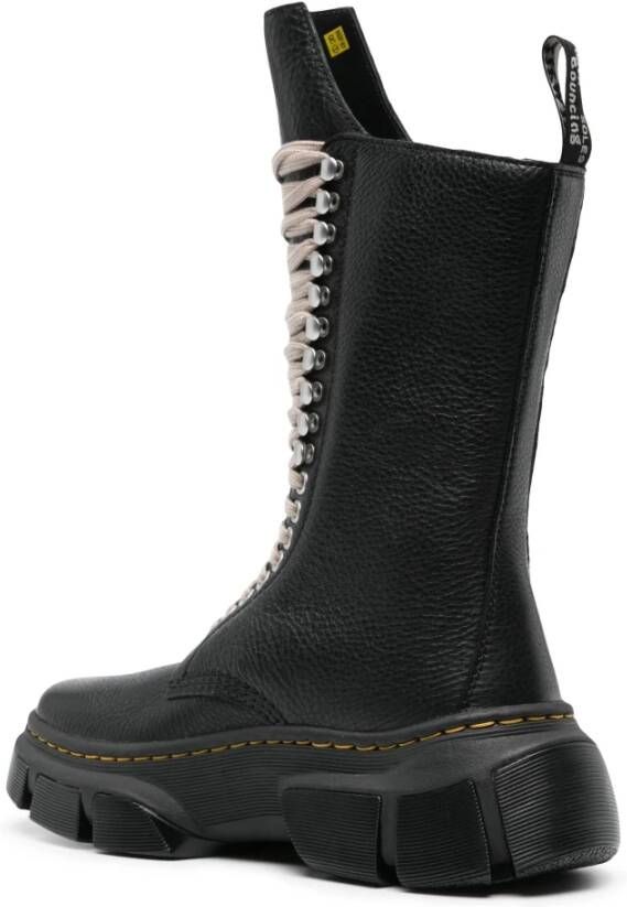 Rick Owens Zwarte Leren Casual Enkellaarzen Black Heren