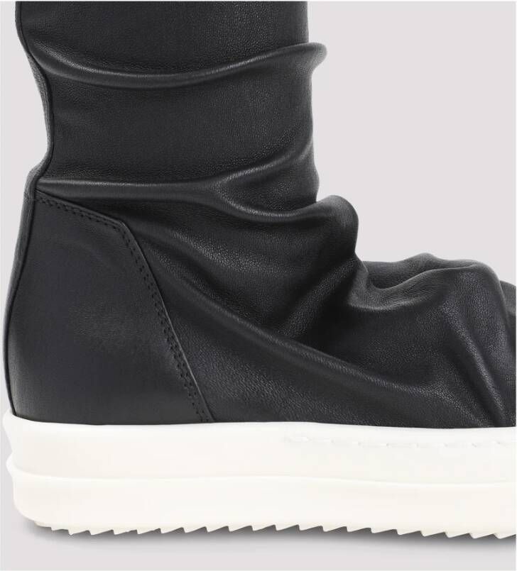 Rick Owens Zwarte Leren Enkellaarzen Black Dames