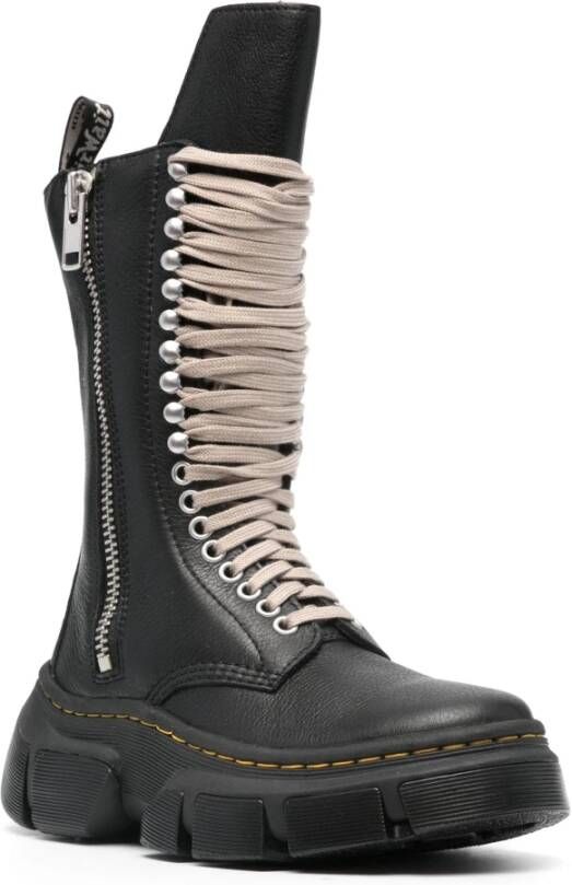 Rick Owens Zwarte Leren Enkellaarzen Black Dames